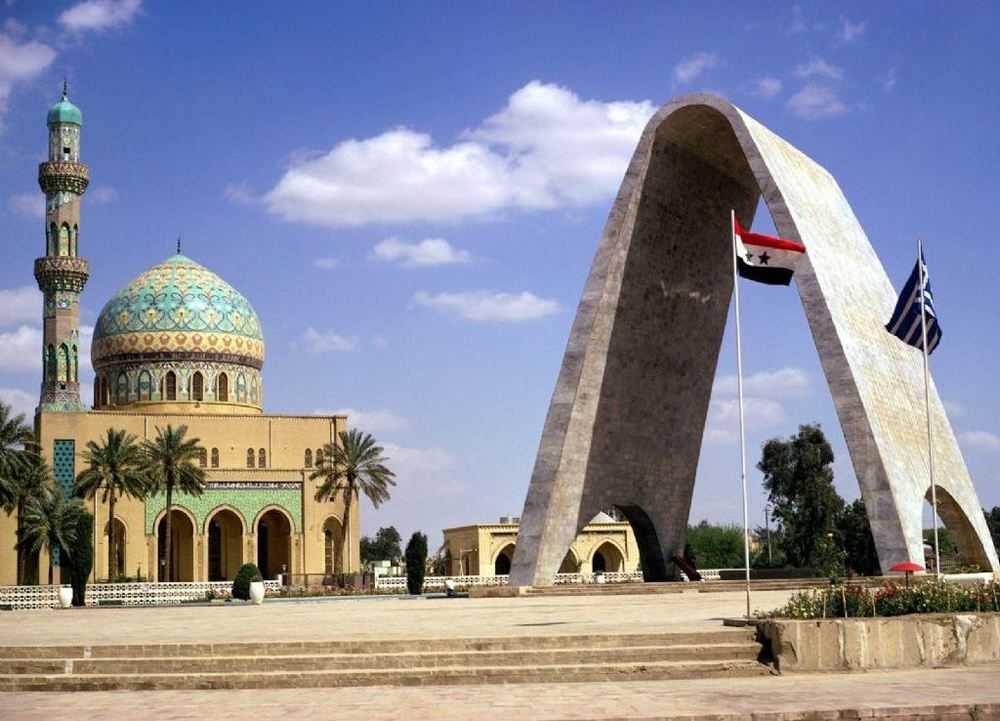 Arch to Unknown Soldier in Baghdad and a Mosque